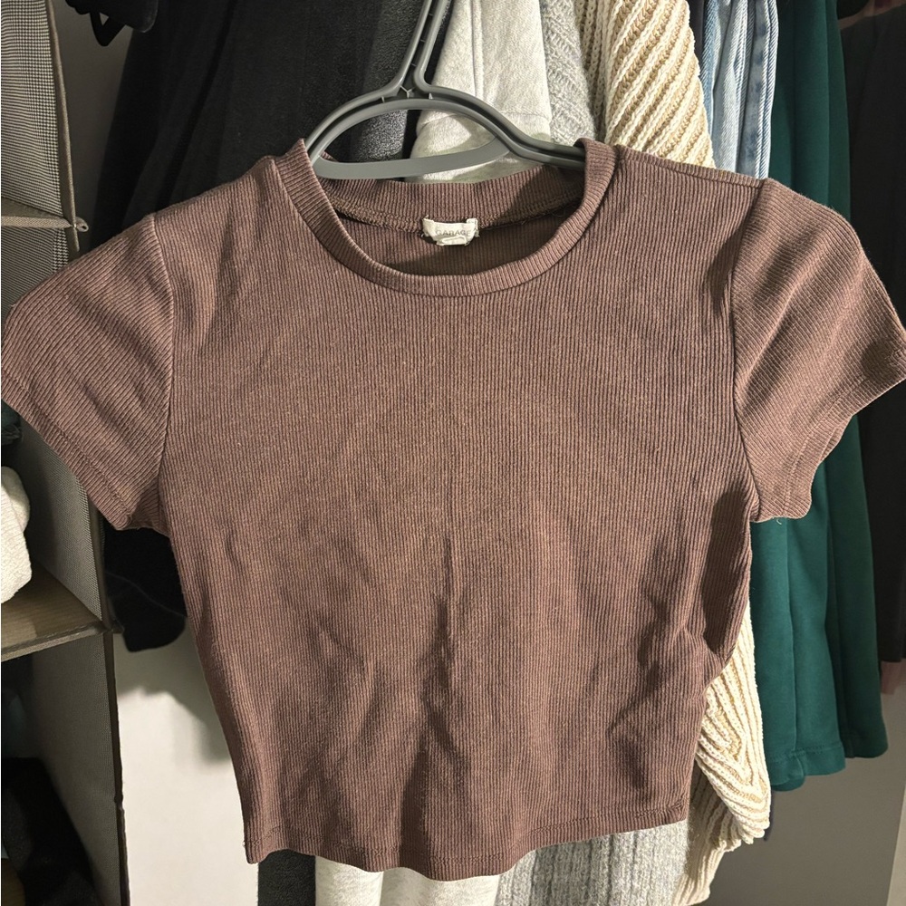 Garage Mauve Ribbed Crop Top